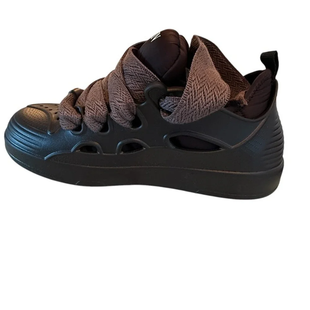 Lanvin Paris Men's Molded Rubber Curb Sneaker Shoe,‎ Anthracite, Size 42